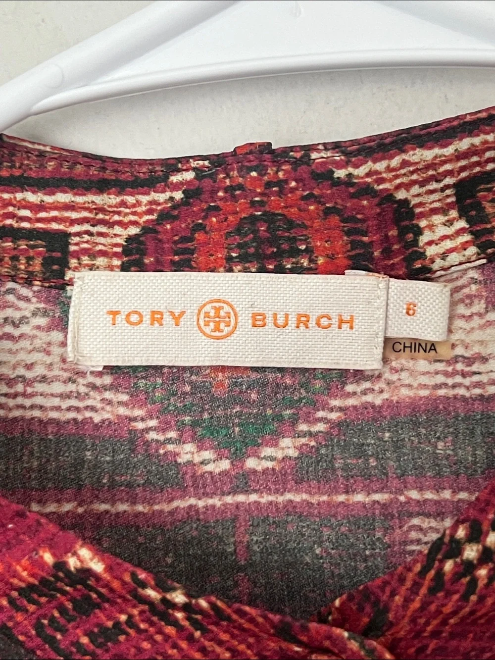 Tory Burch 100% Silk Aztec Print Blouse Sz 6 ♟️